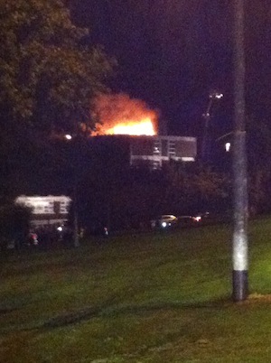 The scene of the fire at St Peter's Highschool last night.