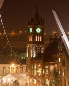 The clock on the Guildhall has been turned green for the St Patrick's celebrations.