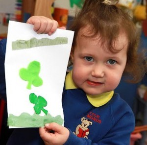 Mia Farren, shows-off the  St. Patrick’s Day card she made at the Little Diamonds Community Playgroup in Claudy. 