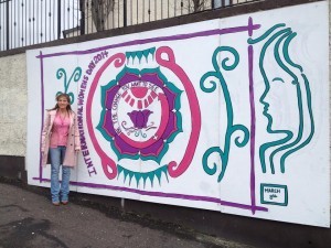 Sinn MEP Martina Anderson at the International Women's Day mural.