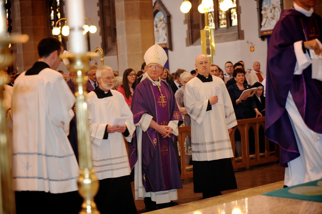 Bishop McKeown at steps of the altar during his installation.