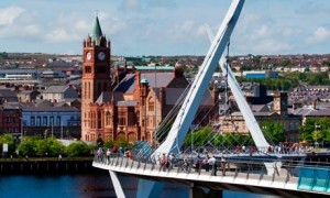 Derry peace Bridge and Guild Hall, Derry, Northern Ireland