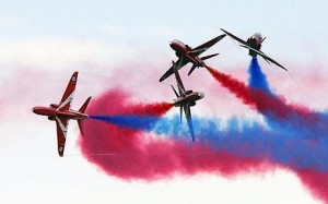 The Red Arrows who will give an aeronautical display in the skies above Greencastle/Magilligan to mark the start of race 15 of the Clipper Round the World Yacht Race.