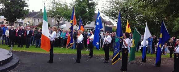 The scene at last night's commemoration ceremony in Shantallow held to mark the 40th anniversary of deaths of IRA members Gerry Craig and Davy Russell.