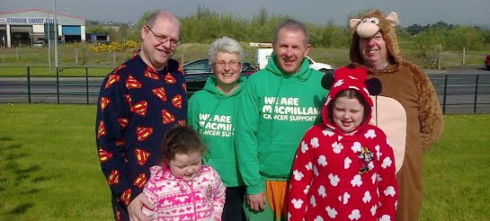 Paul Sweeney (second from right), Macmillan area fundraising manager, at the launch of this weekend's Macmillan "Onesie Walk" in Strabane.