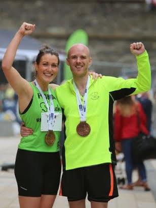 Seamus and Fiona Cradden who celebrated their first wedding anniversary today by running the marathon.