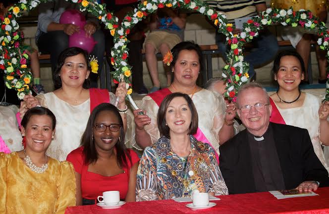 Mayor of  Brenda Stevenson with Bishop of Derry Dr Donal McKeown and members of the Kabalikat Filipino community group at its launch at the Play Trail.  Photo: Tom Heaney, nwpresspics)