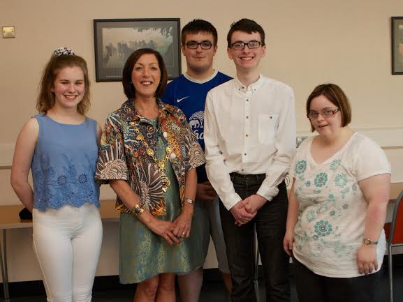 Mayor Brenda Stevenson with Young Mayor Thomas Chambers. Included, from left, are Shannon Hay, Ryan Brown, and Lisa Cregan. (Photos - Tom Heaney, nwpresspics) 
