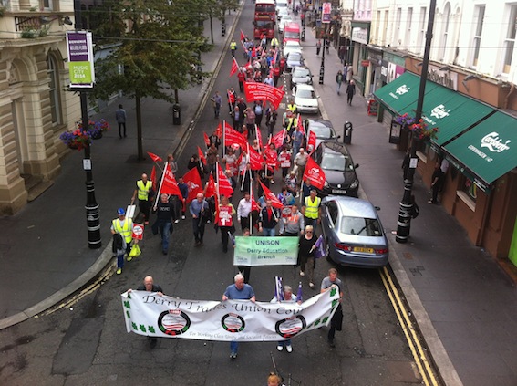 Public sector workers on strike on 10 July.