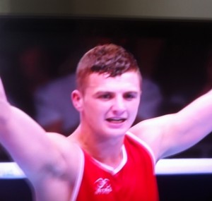 Connor celebrates reaching the quarter-finals at Glasgow 2014.