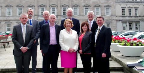 The delegation which met the Joint Committee on the Implementation of the Good Friday Agreement. Front (from left) Mr Eugene Cummins, Monaghan County Council, Cllr John Campbell, Donegal County Council, Elizabeth Harkin, Omagh District Council, Anne McNaught, North West Region Cross Border Group, Cllr Dan Kelly, Strabane District Council. Back row (from left) Cllr Sean Conlon, Monaghan County Council, Mr Danny McSorley, Omagh District Council/Strabane District Council, Ald. Michael Coyle, North West Region Cross Border Group and  John McLaughlin, Donegal County Council.