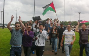 Local Palestinians taking part in today's protest.
