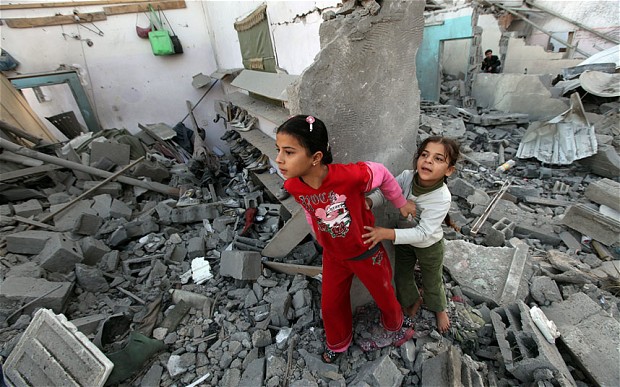 Children emerged from the rumble in Gaza.