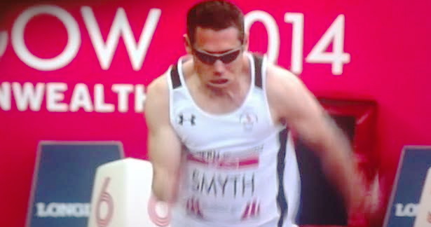 Jason Smyth taking part in the 100 metres at Glasgow 2014.