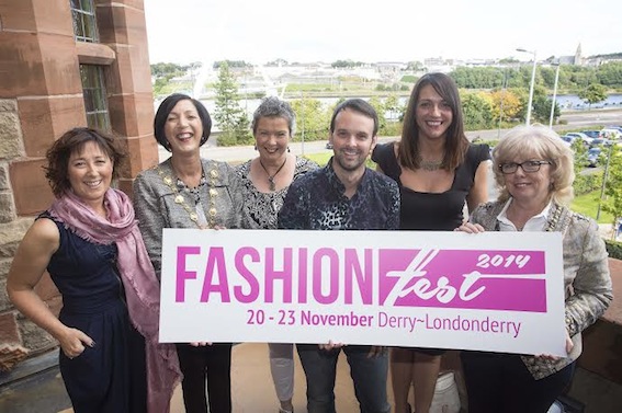 Mayor of Derry, Brenda Stevenson at the launch of Fashion Fest with Deirdre Wilde, Jacqui O’Hara, Christopher Reid, Tara Nicholas, Derry City Council and Helen Quigley, Inner City Trust.