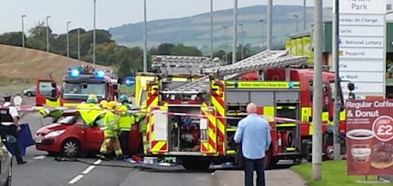 Emergency services at the scene of the accident.
