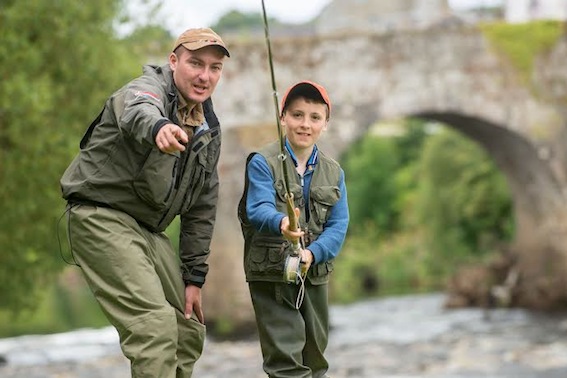 Donegal man Trevor Kilpatrick, a member of River Mourne Fishing Academy which will be teaching young people such as Cormac McGlinchey (11) from Strabane how to fly cast at Fish Fest. Photo: Martin McKeown. Inpresspics.com.