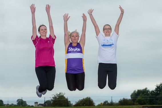 Julie McGinley, Christine Duffy and Catherine Quigley who are taking part in the Waterside Half Marathon in aid of the Stroke Association. Photo: Martin McKeown. Inpresspics.com.