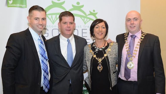 Mayor of Derry, Cllr Brenda Stevenson, with (from left) Brendan Greally, Masschusetts Technology Collaborative, Mayor of Boston, Marty Walsh, and Mayor of Donegal, Cllr John Campbell.