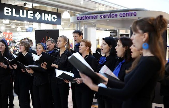 Polifonica, Belarus, performing in the Choral Trail in Foyleside Shopping Centre during last year's  City of Derry International Choral Festival.  Photo: Lorcan Doherty Photography