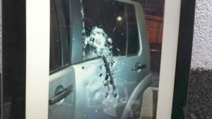 Damage caused to the police vehicle in bomb attack in Creggan.