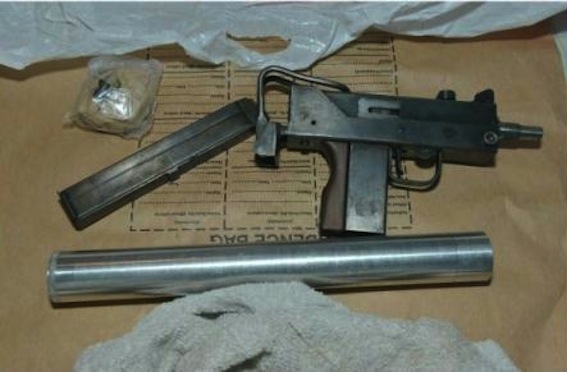 The sub machine gun found by police