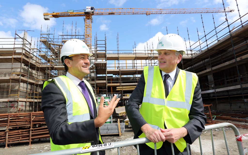 - Health Minister Jim Wells, along with the Irish Health Minister, Leo Varadkar, viewing the progress with the new cardiology service and then visited the site of the hospital’s new Radiotherapy Unit. ©/Lorcan Doherty Photography - April 15th 2015.  