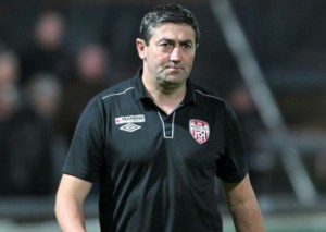 Derry City manager Peter Hutton now under severe pressure after a two-nil home defeat to Cork
