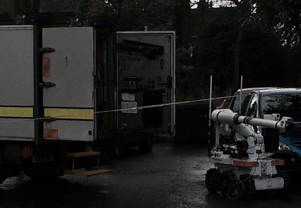 British Army Technical Officers sent in robot to examine suspect package at PPS office in Derry