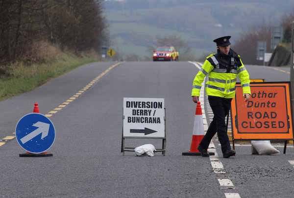 The scene of the crash on the Derry to Letterkenny Road this morning. PIC by NORTHWEST NEWSPIX