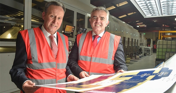 Enterprise Minister Jonathan Bell is pictured with Paul Diamond, Managing Director, Diamond Corrugated.