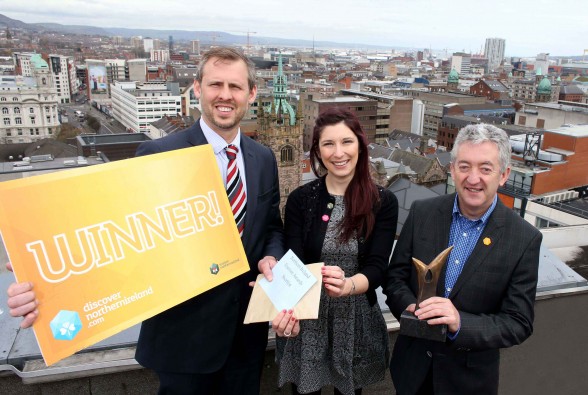 Tourism NI today unveiled the shortlist of nominations for the 2016 Northern Ireland Tourism Awards in association with Tennents NI. The awards will be held on the 26th May at St Columbs Hall, Derry~Londonderry. Pictured l-r are Brian Beattie, Tennents NI, Patricia Kingston, Tourism NI Events and John McGrillen, Chief Executive Tourism NI.