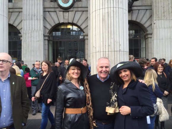 Derry Mayor Elisha McCallion in Dublin yesterday for 1916 celebrations with MEP Martina Anderson and Foyle MLA Raymond McCartney