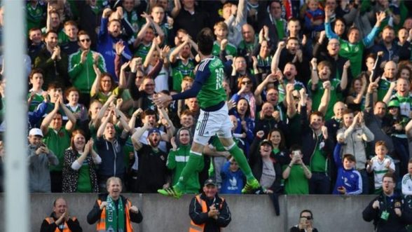 FLYING HIGH...Kyle Lafferty has scored seven of Northern Ireland's 17 goals in the Euro qualifiers