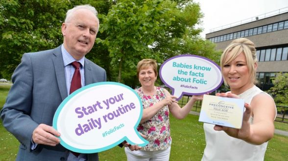 Health Minister Michelle O’Neill, Ray Dolan, Chief Executive of Safefood and Cathy McKillop, Northern Ireland Director of SHINE.