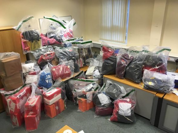 The large amount of counterfeit goods seized by police in Derry from commercial premises