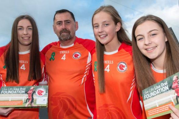 Lisa Orsi’s father Dennis with Niamh McCullagh, Leah Casey and Beth Heaney at the launch of “The Live Life Lisa Orsi Foundation”