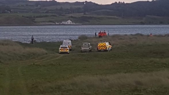 Rescuers searching for missing Derry man Tony Griffiths at Doagh Island in , Donegal on Tuesday