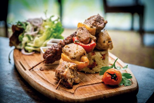 The mouth watering trio of marinated kebabs on offer at the Everglade Hotels
