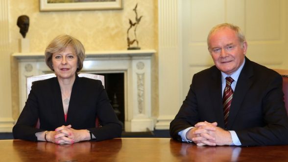 British Prime Minister Theresa May with Deputy First Minister Martin McGuinness