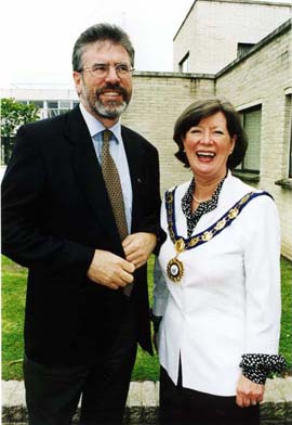Former Mayor Ann Brolly with Sinn Fein president Gerry Adams