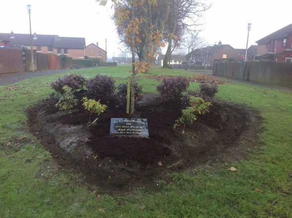 The beautiful garden of remembrance which was cleaned up for last night's service of remembrance in Ballymagroarty