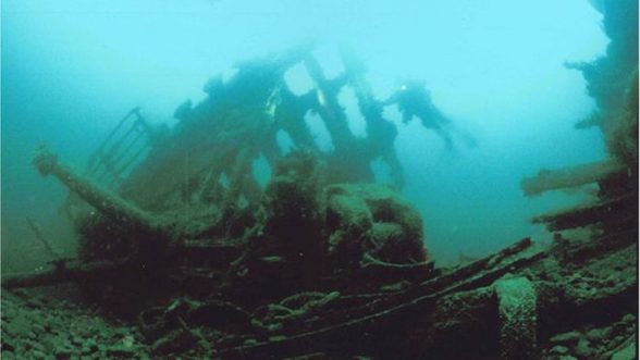 Part of the SS Laurentic lying at the bottom of the sea.