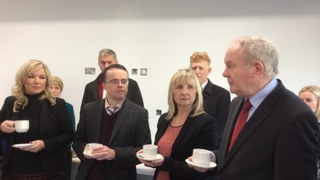 The Deputy First Minister Martin McGuinness and Health Minister Michelle O'Neill visting the new £50 million cancer care centre in Altnagelvin Hospital