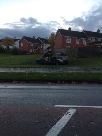 The remains of the burned out car in Derry's Hazelbank at the weekend