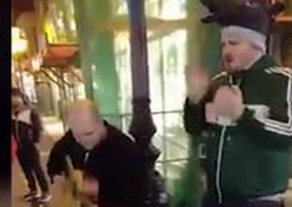 Derry stag party from Derry giving 'Horse Outside' a good rendition to locals in Budapest