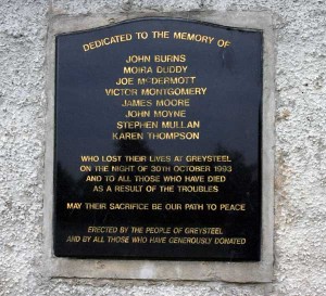 The memorial to the victims of the Greysteel massacre