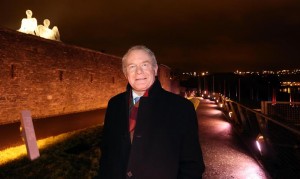 Deputy First Minister was one of the many in Derry last night to view the Lumiere. Photo: Lorcan Doherty Photography.