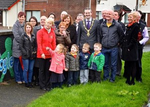 Derry Mayor Martin Reilly with Strathfoyle residents.