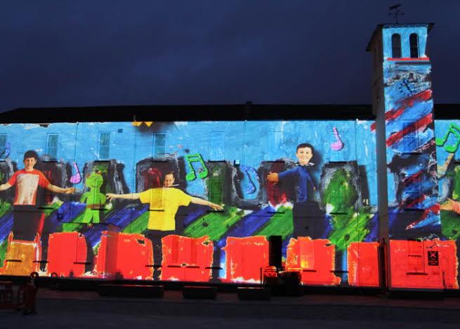 One of the scenes from the lumiere light display at Ebrington Sq.